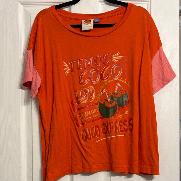 Farm Rio Orange Graphic T-Shirt with Coconut Design “Come to Brazil” 🥥 🌴 - Picture 7 of 7